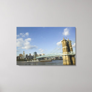 USA, Ohio, Cincinnati: Roebling Suspension Canvas Print