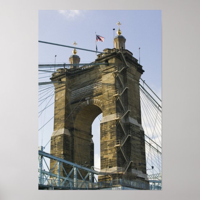 USA, Ohio, Cincinnati: Roebling Suspension Poster (Front)