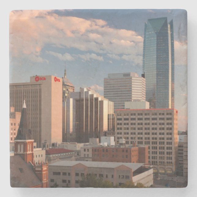 USA, Oklahoma, Oklahoma City, Elevated City Stone Coaster (Front)