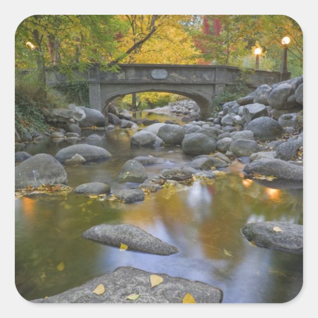 USA, Oregon, Ashland, Lithia Park. Autumn Square Sticker (Front)