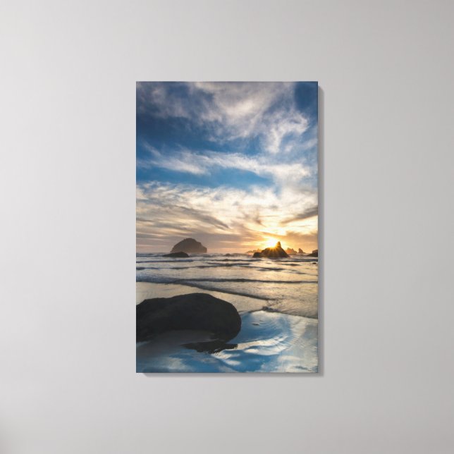 USA, Oregon, Bandon Beach. Face Rock Canvas Print (Front)