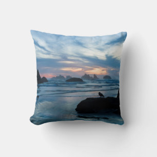 USA, Oregon, Bandon Beach. Seagull on rock Cushion
