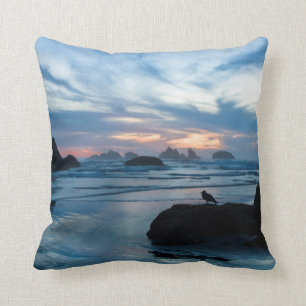 USA, Oregon, Bandon Beach. Seagull on rock Cushion