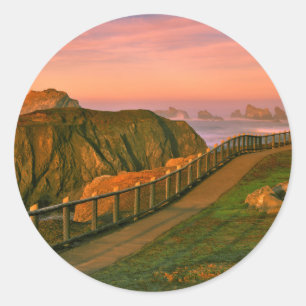 USA, Oregon, Bandon. Rocks Viewed From Trail Classic Round Sticker