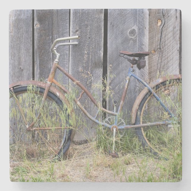 USA, Oregon, Bend. A dilapidated old bike Stone Coaster (Front)