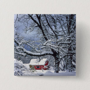 USA, Oregon, Clackamas County. Fresh snow covers 15 Cm Square Badge