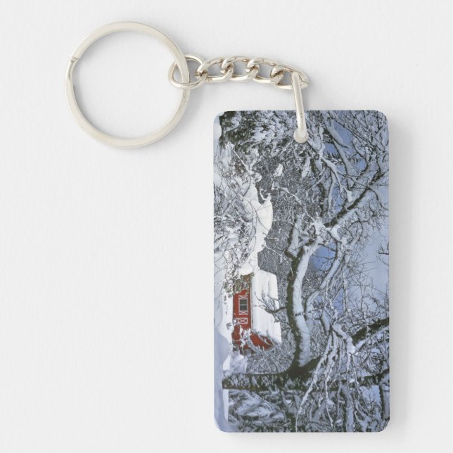 USA, Oregon, Clackamas County. Fresh snow Key Ring (Front)