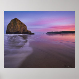 USA, Oregon, Clatsop County, Haystack Rock and Poster