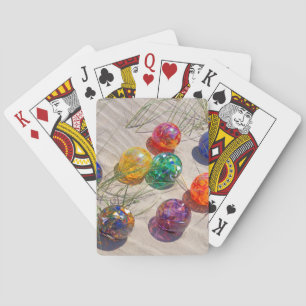 USA, Oregon. Colourful Glass Floats On Sand Dune Playing Cards
