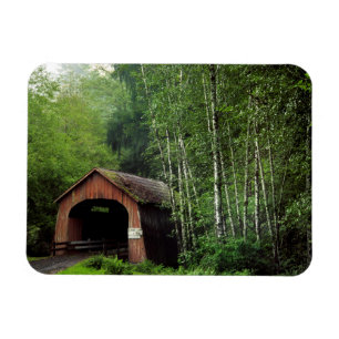 USA, Oregon. Covered Bridge Over North Fork Magnet