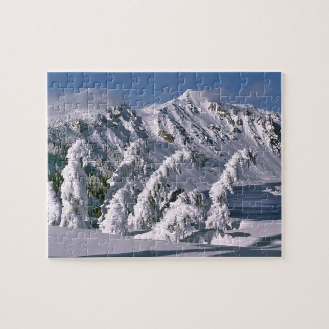 USA, Oregon, Crater Lake NP. Trees bow under the Jigsaw Puzzle (Horizontal)