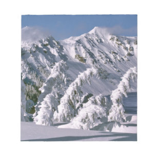 USA, Oregon, Crater Lake NP. Trees bow under the Notepad
