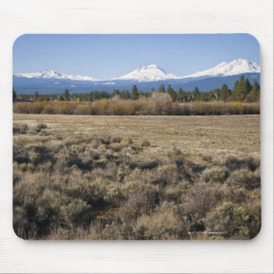 USA, Oregon, Field with snow covered Cascade Mouse Mat