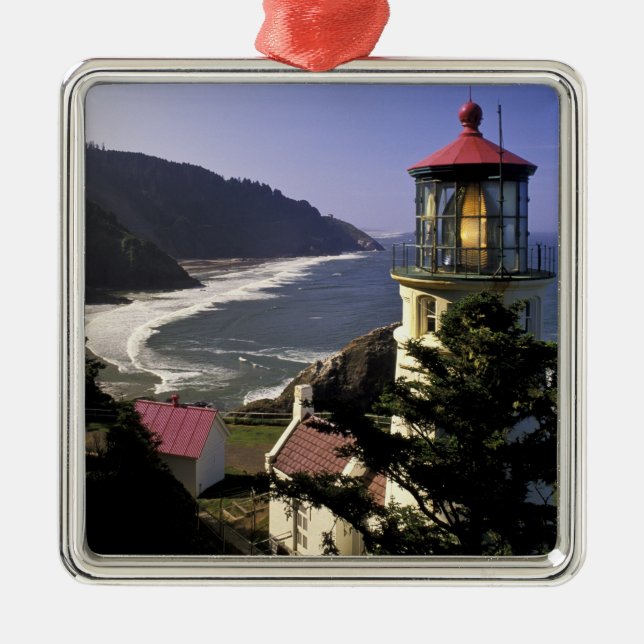 USA, Oregon, Florence. Heceta Head Lighthouse Metal Tree Decoration (Front)