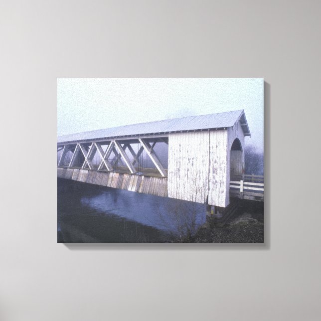 USA, Oregon. Gilkey covered bridge spans Canvas Print (Front)
