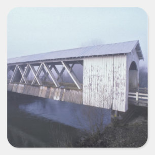 USA, Oregon. Gilkey covered bridge spans Square Sticker