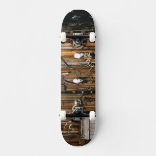 USA, Oregon, Harney County. Old livery stable Skateboard