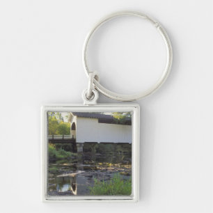 USA, Oregon. Harris covered bridge over Marys Key Ring