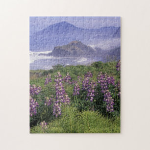USA, Oregon, Nesika Beach. Lupine and Oregon Jigsaw Puzzle