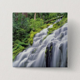 USA, Oregon, Proxy Falls. Proxy Falls rushes 15 Cm Square Badge