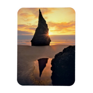 USA, Oregon. Rock Formation At Sunset Magnet