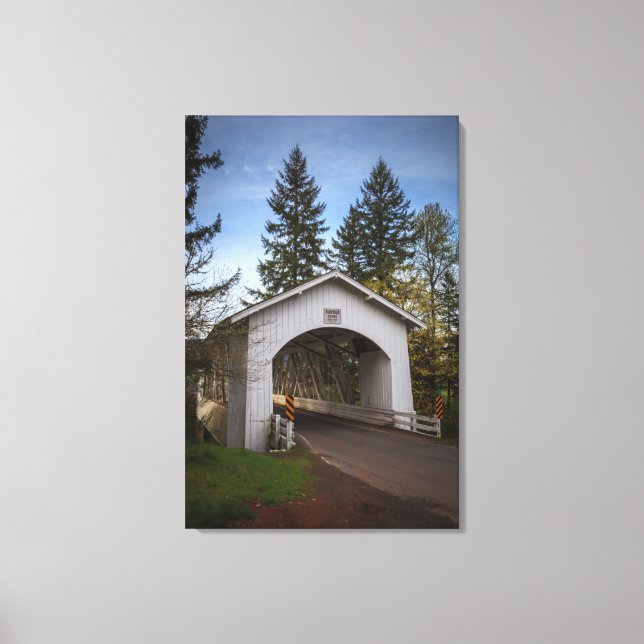 USA, Oregon, Scio, Hannah Bridge 2 Canvas Print (Front)