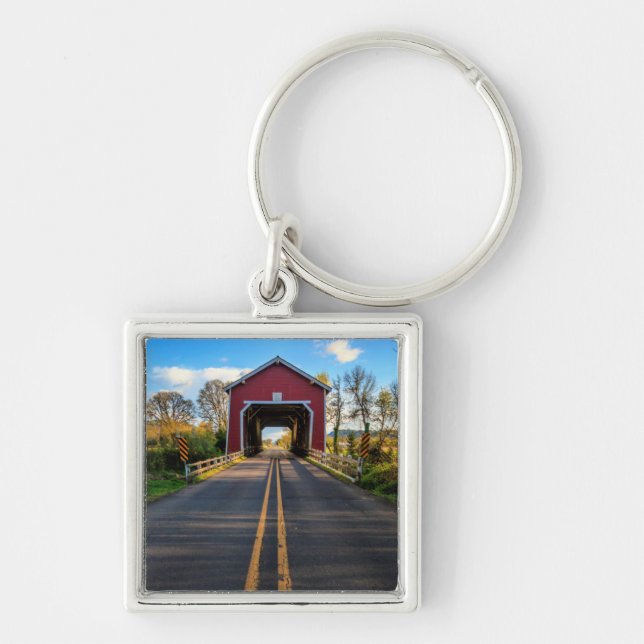 USA, Oregon, Scio, Shimanek Bridge 2 Key Ring (Front)