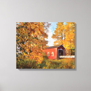 USA, Oregon. Shimanek Covered Bridge In Morning Canvas Print