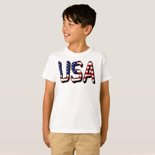USA overlaid on US Flag Boys arc4 T-Shirt