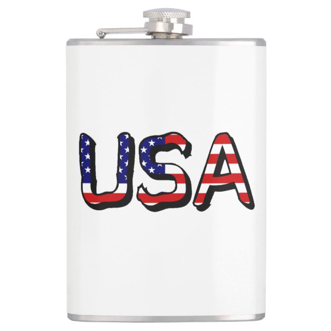 USA overlaid on US flag flacnt Hip Flask (Front)