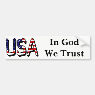 USA overlaid on US Flag In God We Trust stkcn Bumper Sticker