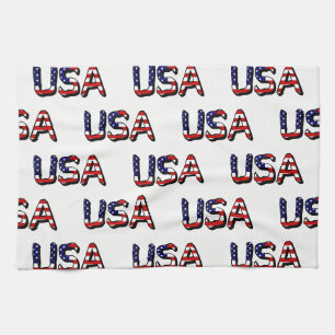 USA overlaid on US Flag ktcn Tea Towel