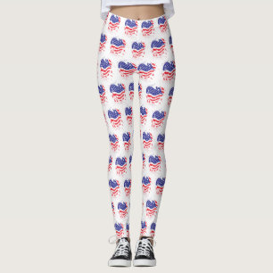 USA Paint Splatter Love Heart Leggings