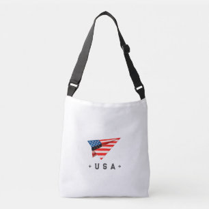 USA Paper Plane Flag Crossbody Bag