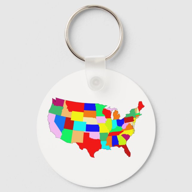 USA Patchwork Map Key Ring (Front)