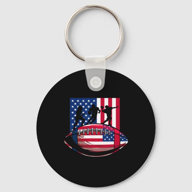 Usa Patriot Or American Football 4th Of July Ameri Key Ring (Front)