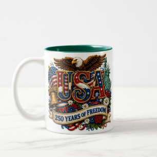 USA Patriotic 250th 4th of July celebration Two-T Two-Tone Coffee Mug