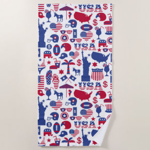 USA Patriotic 4th July Beach Towel