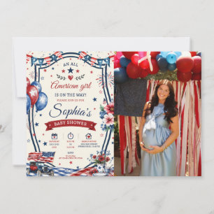 USA Patriotic 4th of July Baby Shower Party Invite