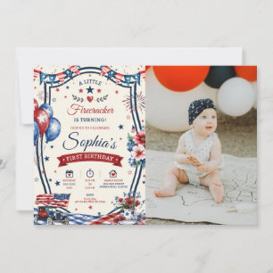 USA Patriotic 4th of July Birthday Party Invite