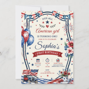 USA Patriotic 4th of July Birthday Party Invite