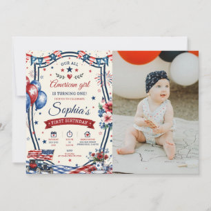 USA Patriotic 4th of July Birthday Party Invite
