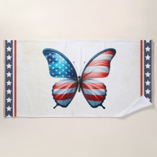 USA/patriotic 4th of July butterfly Beach Towel