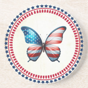 USA/patriotic 4th of July butterfly Coaster