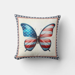 USA/patriotic 4th of July butterfly Cushion