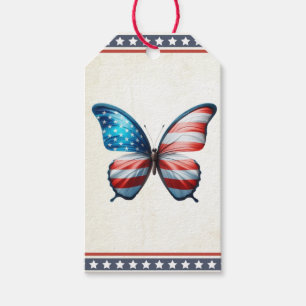 USA/patriotic 4th of July butterfly Gift Tags