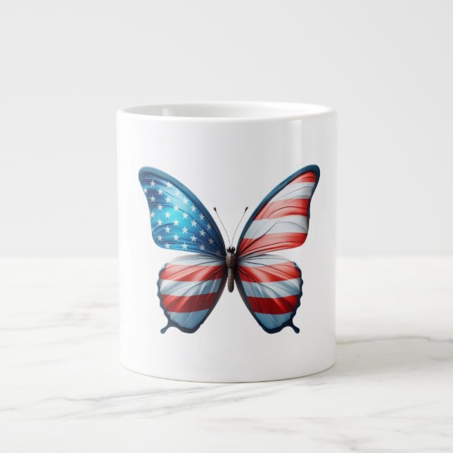 USA/patriotic 4th of July butterfly Large Coffee Mug (Front)