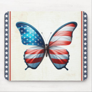 USA/patriotic 4th of July butterfly Mouse Mat