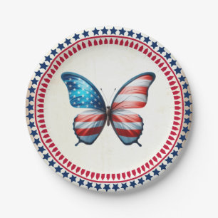 USA/patriotic 4th of July butterfly Paper Plate