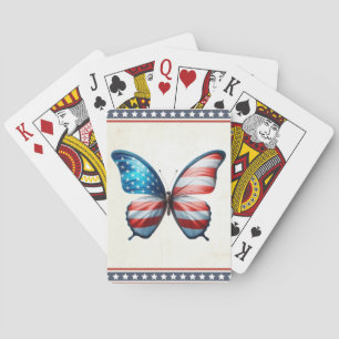 USA/patriotic 4th of July butterfly Playing Cards